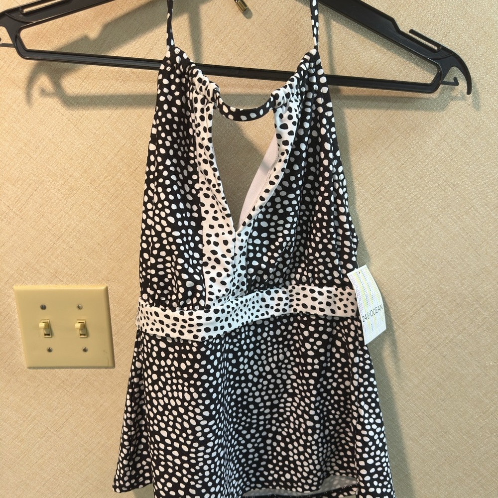Black & White Dot Halter Swim Top And Bottom